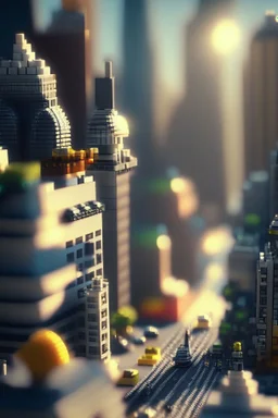 brilliant raytraced lego city in chrome, 4k, nvidia graphics, volumetric light, depth of field, lego aliens