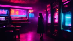 [glitched acid trip] she stands in front of The jukebox in the dimly lit bar crackled to life with a familiar tune, the sultry melody weaving its way through the smoke-filled room. A lone figure sat at the corner booth, bathed in the dim glow of the neon lights, lost in the haunting lyrics that filled the air. With a cigarette dangling lazily from their lips, the figure tapped their fingers rhythmically on the table, the words of the song resonating with a sense of longing and desire. As the mus