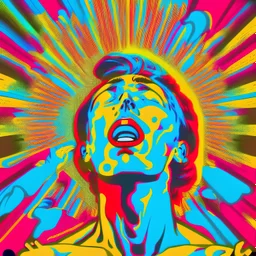 a human having a spiritual experience in a pop art style