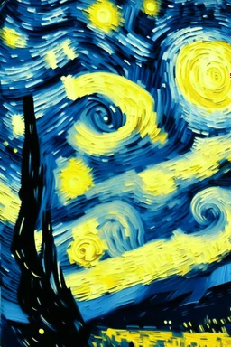 Starry night, Van Gogh, oil painting, blue, yellow, drawing