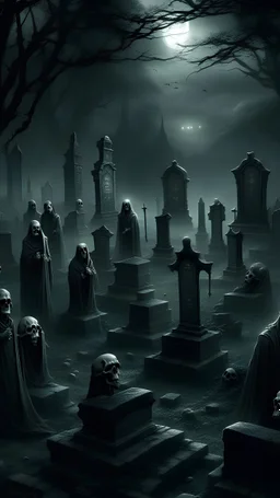 Art, fantasy,dark,scary, gathering,demons, Gothic cemetery