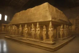 Tombs of kings of ancient civilization, many golden objects. pomp A huge splendor is the ancient Tomb of Kings in the depths of the earthTemple of the goddess Venus, where Amazon women guard the magnificent huge hall, some armed.