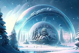 Winter World, Futuristic City, Blizzard, Glass Dome, Distant Alien Planets, Snowy