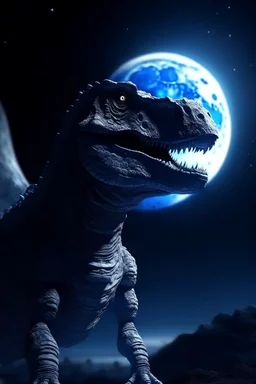 dinosaur on the moon, 4 k, down light, depth of field, trending art, spray paint, high detail, fantasy art, alien connection, future tech