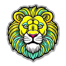 Sticker of lion, Illustration Style, 4K, front face, Colourful