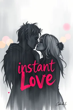 oh no instant love, blurred back ground, spray air brush with pen outline
