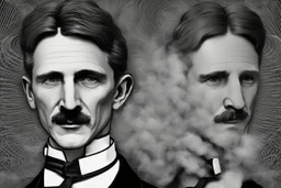 Nikola Tesla lifelike in the style of 3-d