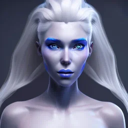 head and shoulders portrait of a women with blue skin and white hair, 8k resolution concept art portrait