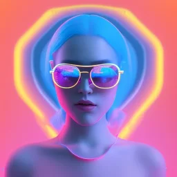 isometric clean art of super cute nerd girl wearing shades, neon lighting, soft lighting, hard shadows, soft pastel gradients, high definition, 3d icon clay render, blender 3d, studio lighting, god rays, octane render, unreal engine 5