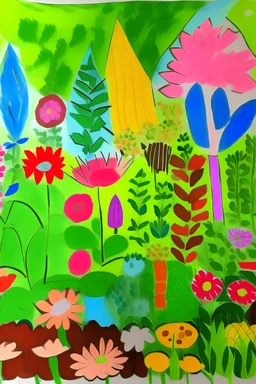 childs painting of a garden