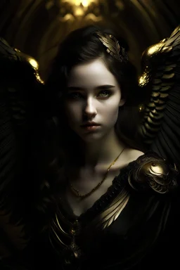 Female Dark angel hints of gold portrait