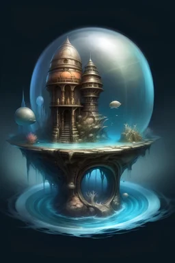 A D&D artifact. the Abyssal Pearl. crafted ancient underwater civilization The Abyssal pearl needs to be submerged in an auqarium of seawater.