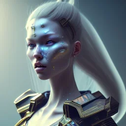 caucasian Woman, samurai, cyberpunk, highly detailed, art stations, concept art, smooth, unreal engine 5, god rays, ray tracing, RTX, nanite polygons, lumen lighting, ultra detail, volumetric lighting, 3d, finely drawn, high definition, high resolution, gradient background