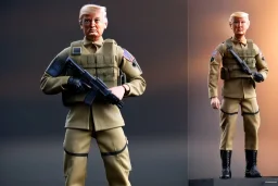 G.I. Joe doll soldier Donald Trump, gun,boots, helmets, Trump facial detail,trump