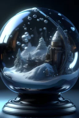 endless fractal snow globe, hyper realism, 3d cyberpunk