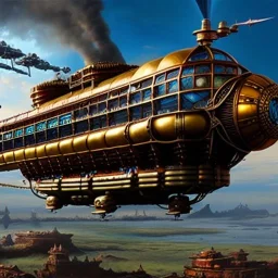 fullbody Drawing of 'sketch of steampunk Airship as in the movie mortal engines(2018)',intricate detail,andrea bonelli,Kilian Eng,Ohrai,evan lee,Aleksandr Sidelnikov,KyuYong Eom,three quarters frontal aerial view,toned colors,32k