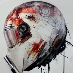 photorealistic luke skywalker helmet with weathered painting , illustration on coarse canvas by <agnes cecile> and <Yoji Shinkawa>, ornate and intricate details , soft smooth lighting, concept art,