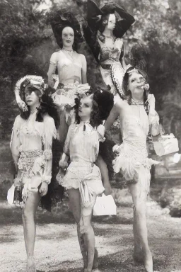 Four Ziegfeld Girl on short jeans