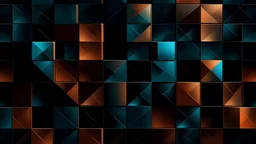 dark blurry abstract geometric pattern cube shape background with 3d effect and copper hues oil brush strock