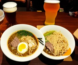 ramen with beer drink