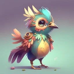 cute character design of a fantasy bird