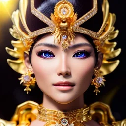 Ultra detailed realistic fullbody Portrait in oil on canvas of beautiful female character with gold armor(saint Seiya),extremely detailed digital painting, extremely detailed face, crystal clear eyes, mystical colors ,perfectly centered image, perfect composition, rim light, beautiful lighting,masterpiece ,8k, stunning scene, raytracing, anatomically correct, in the style of Sixfrid and KyuYong Eom and Steve Jung and Simon Bisley.