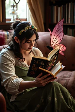 A man, intrigued by his wife's collection of fairy books, decides to delve into one of them for the first time. As he begins to read, he's taken aback by the rich, sensual undertones woven into the enchanting tales. The fairies in these stories are not just whimsical creatures, but beings of intense passion and desire. He finds himself entranced by the sophisticated, The experience opens up a deeper, more intimate connection between them, as they share and discuss the allure of this adult fairy