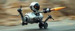 blind contour robot eel knight lancer shaving machine with no teeth, like space ship fighter jet massage master guru fast moving motion blur background, landing wheel gears