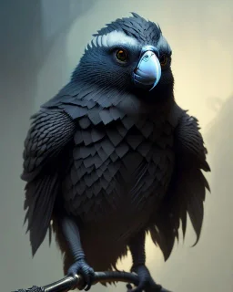 "black feathered, rogue, mysterious Kenku male, bird, full-scale head and shoulders portrait, 8k resolution concept art portrait by Greg Rutkowski, Artgerm, WLOP, Alphonse Mucha dynamic lighting hyperdetailed intricately detailed Splash art trending on Artstation triadic colors Unreal Engine 5 volumetric lighting Splash art fantasy"