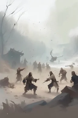 scena di combattimento stile Jakub Rozalski