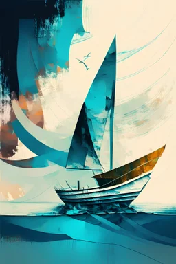 boat on the sea , abstract style