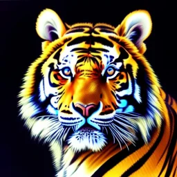 Ultra detailed fullbody Portrait in oil on canvas of Japanese Tigers,extremely detailed digital painting, extremely detailed face, crystal clear eyes, mystical colors ,perfectly centered image, perfect composition, rim light, beautiful lighting,masterpiece ,8k, stunning scene, raytracing, anatomically correct by Seung Eun Kim and simon bisley and Claudio Tumiati.16k