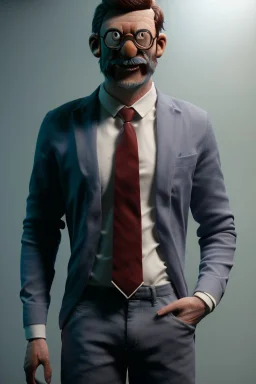 Realistic image, hybrid formed by muppet head and human body, Shirt and tie, concept art, smooth, unreal engine 5, god lights, ray tracing, RTX, lumen lighting, ultra detail, volumetric lighting, 3d, finely drawn, high definition, 4k.