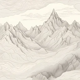 Topographic map, mountain,illustration, handdrawn, sketch