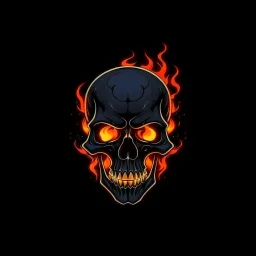 minimalistic burning skull flame cyberpunk logo