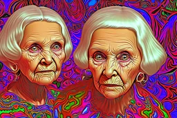 very old woman psychedelic image