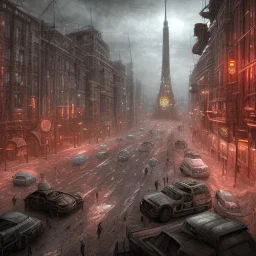 Post-apocalyptic City, Dark, Crowded