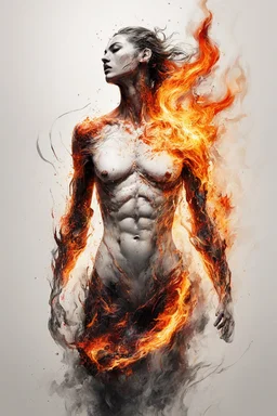 art, abstract, human, burning edges, (intense and emotional visual experience:1.5), (captivating and fiery ambiance:1.3), (dramatic and captivating essence:1.2), (fiery details:1.3), white background