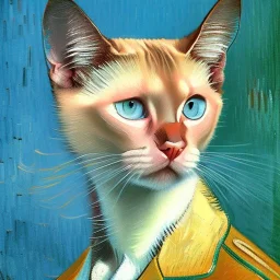 Portrait of a Siamese cat by Van Gogh