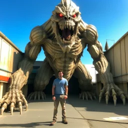 شخص واقف امام وحش مخيف للسفر عبر الزمن