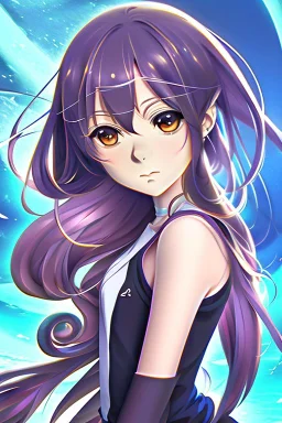 Modern stunning pfp of anime girl of pisces zodiac sign. Background must contain pisces zodiac sign