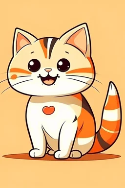 sweet illustration of a cat, in a cartoon style