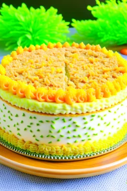 Cake with tuna flakes