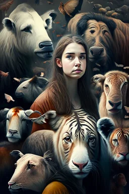 Barve girl with many people and animals