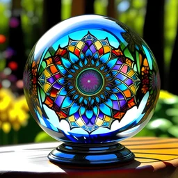 stained glass mandala in a crystal ball