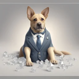 make one realistic business dog that is made of shapes and has a suit on looks a little like crystals lowest 2048 x 1152 pixels and highest 6 MB