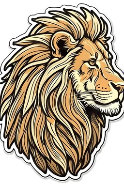 Sticker vector design, majestic lion, side face with earthy tones, brown outline, highly detailed, no background to make the image stand out