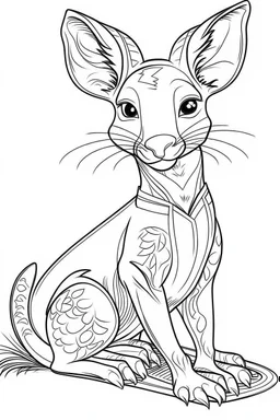 outline art for Kangaroo Joey coloring pages with sitch, white background, Sketch style, full body, only use outline, toddlers style, clean line art, white background, no shadows and clear and well outlined.