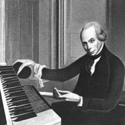 Immanuel Kant playing a modular synthesizer