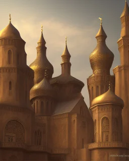 An old Arab city with a gothic_arab gate